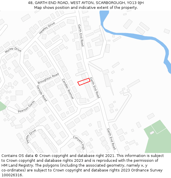 48, GARTH END ROAD, WEST AYTON, SCARBOROUGH, YO13 9JH: Location map and indicative extent of plot