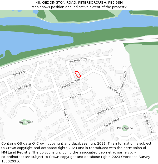 48, GEDDINGTON ROAD, PETERBOROUGH, PE2 9SH: Location map and indicative extent of plot