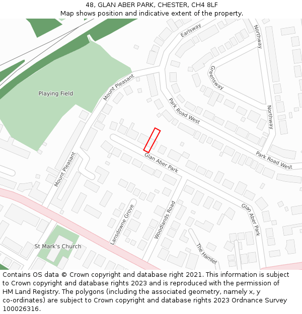 48, GLAN ABER PARK, CHESTER, CH4 8LF: Location map and indicative extent of plot