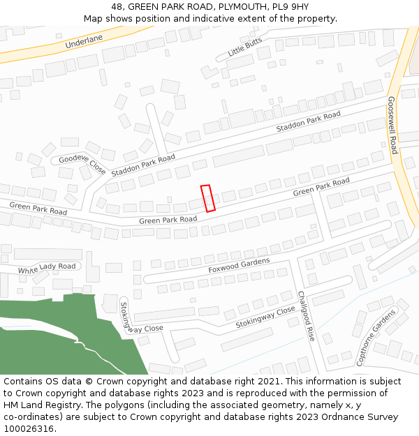 48, GREEN PARK ROAD, PLYMOUTH, PL9 9HY: Location map and indicative extent of plot