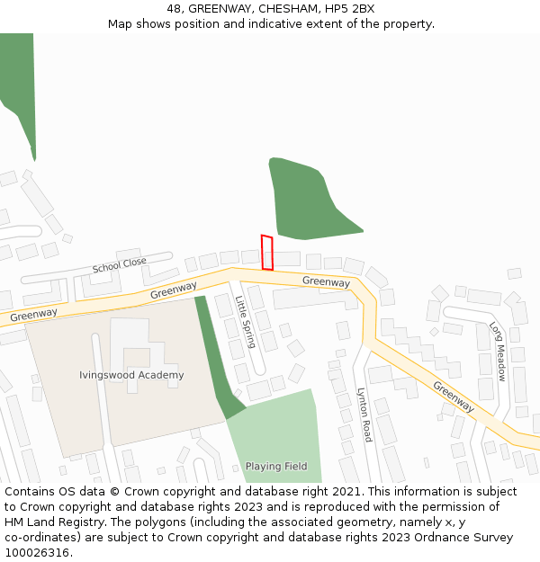 48, GREENWAY, CHESHAM, HP5 2BX: Location map and indicative extent of plot