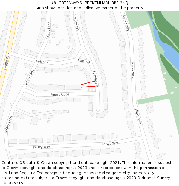 48, GREENWAYS, BECKENHAM, BR3 3NQ: Location map and indicative extent of plot