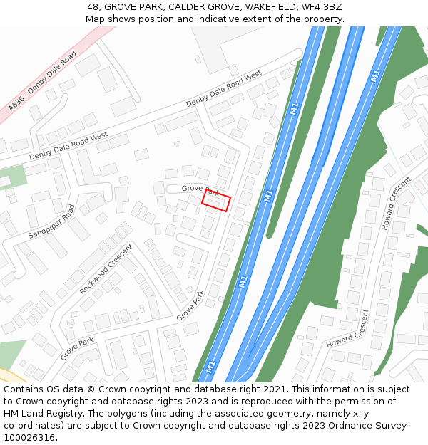 48, GROVE PARK, CALDER GROVE, WAKEFIELD, WF4 3BZ: Location map and indicative extent of plot