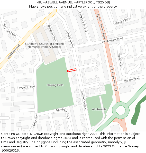 48, HASWELL AVENUE, HARTLEPOOL, TS25 5BJ: Location map and indicative extent of plot