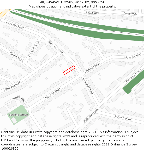 48, HAWKWELL ROAD, HOCKLEY, SS5 4DA: Location map and indicative extent of plot