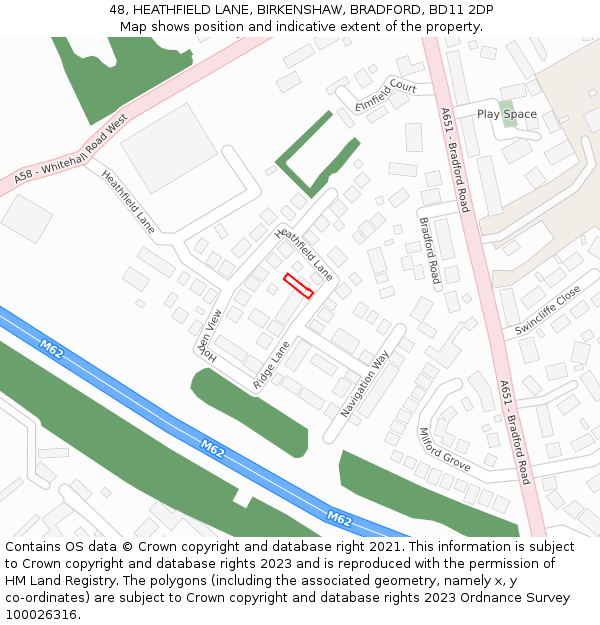 48, HEATHFIELD LANE, BIRKENSHAW, BRADFORD, BD11 2DP: Location map and indicative extent of plot