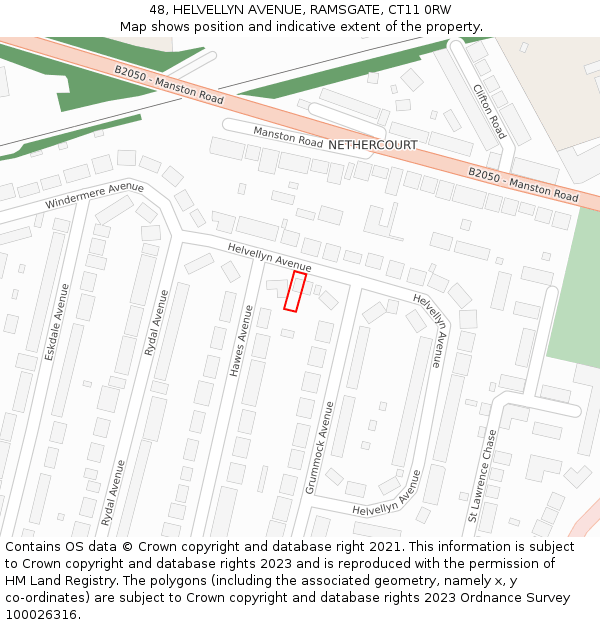 48, HELVELLYN AVENUE, RAMSGATE, CT11 0RW: Location map and indicative extent of plot