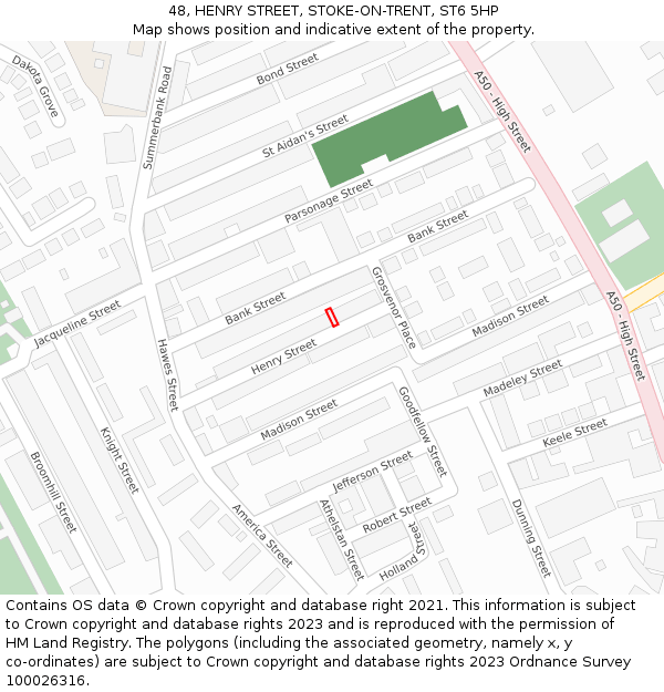 48, HENRY STREET, STOKE-ON-TRENT, ST6 5HP: Location map and indicative extent of plot