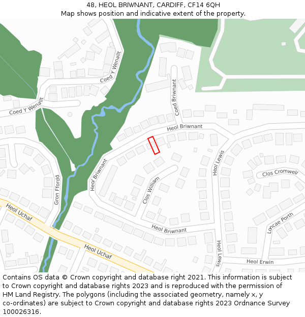 48, HEOL BRIWNANT, CARDIFF, CF14 6QH: Location map and indicative extent of plot