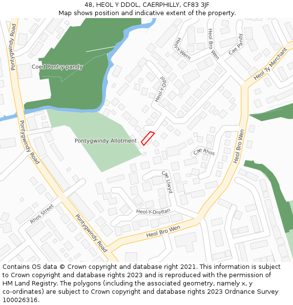 48, HEOL Y DDOL, CAERPHILLY, CF83 3JF: Location map and indicative extent of plot