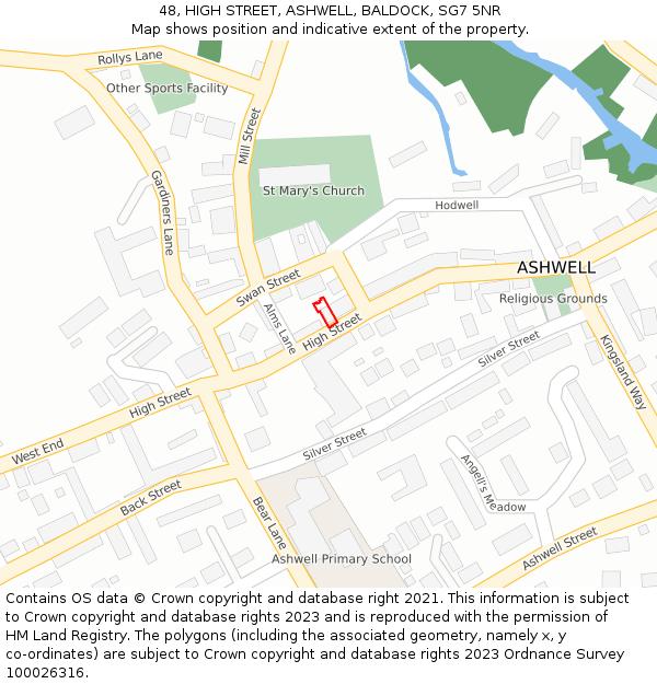 48, HIGH STREET, ASHWELL, BALDOCK, SG7 5NR: Location map and indicative extent of plot