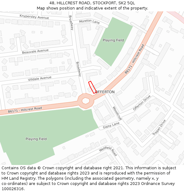 48, HILLCREST ROAD, STOCKPORT, SK2 5QL: Location map and indicative extent of plot