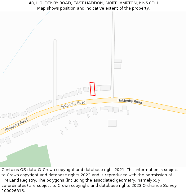48, HOLDENBY ROAD, EAST HADDON, NORTHAMPTON, NN6 8DH: Location map and indicative extent of plot