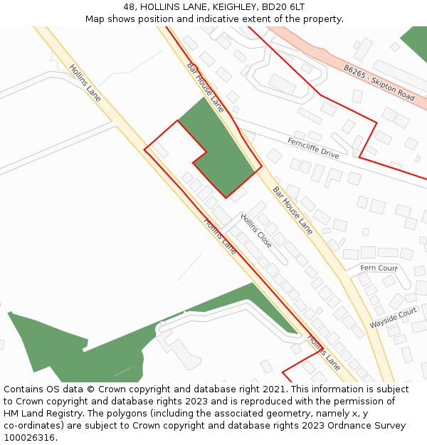 48, HOLLINS LANE, KEIGHLEY, BD20 6LT: Location map and indicative extent of plot