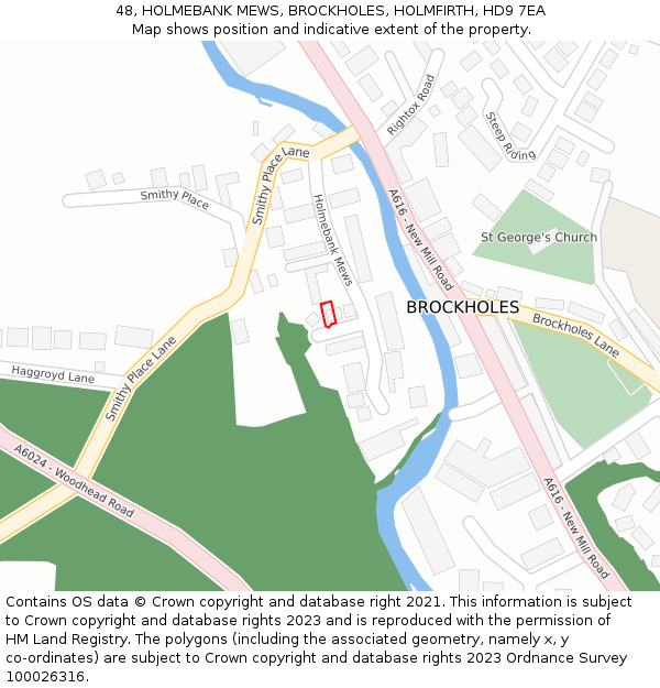 48, HOLMEBANK MEWS, BROCKHOLES, HOLMFIRTH, HD9 7EA: Location map and indicative extent of plot