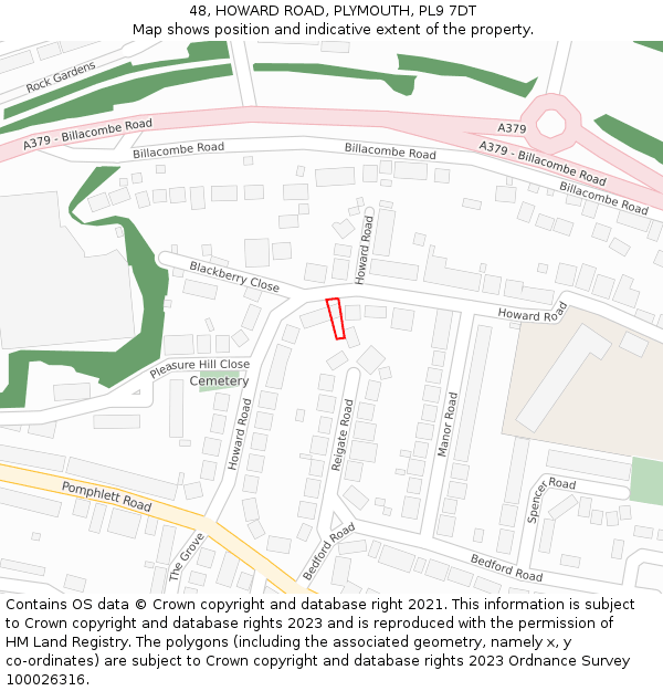 48, HOWARD ROAD, PLYMOUTH, PL9 7DT: Location map and indicative extent of plot