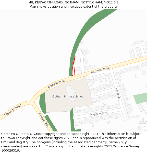 48, KEGWORTH ROAD, GOTHAM, NOTTINGHAM, NG11 0JS: Location map and indicative extent of plot