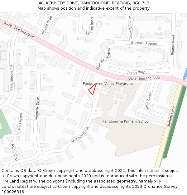 48, KENNEDY DRIVE, PANGBOURNE, READING, RG8 7LB: Location map and indicative extent of plot