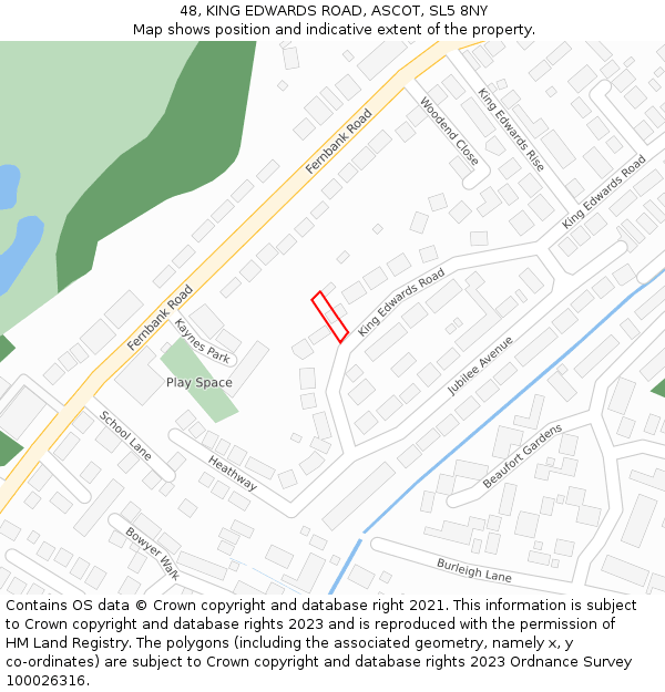 48, KING EDWARDS ROAD, ASCOT, SL5 8NY: Location map and indicative extent of plot