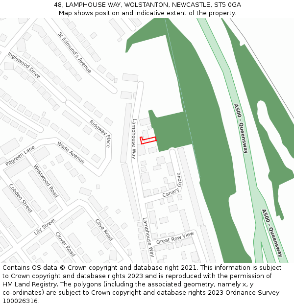 48, LAMPHOUSE WAY, WOLSTANTON, NEWCASTLE, ST5 0GA: Location map and indicative extent of plot