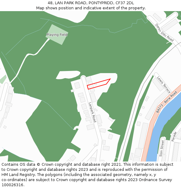 48, LAN PARK ROAD, PONTYPRIDD, CF37 2DL: Location map and indicative extent of plot