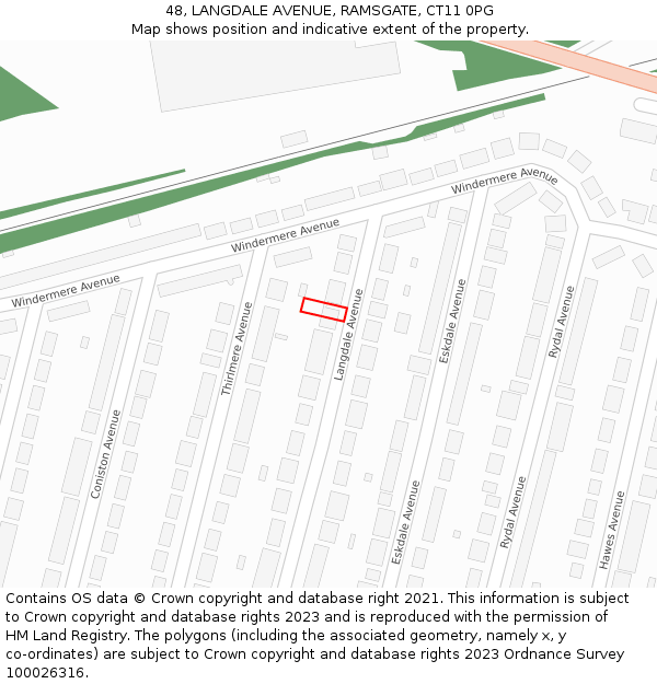 48, LANGDALE AVENUE, RAMSGATE, CT11 0PG: Location map and indicative extent of plot