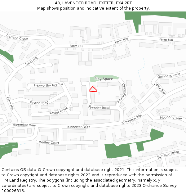 48, LAVENDER ROAD, EXETER, EX4 2PT: Location map and indicative extent of plot