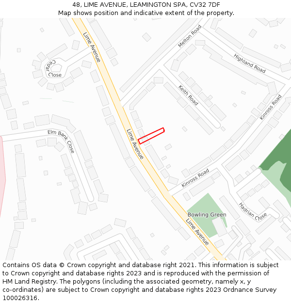 48, LIME AVENUE, LEAMINGTON SPA, CV32 7DF: Location map and indicative extent of plot