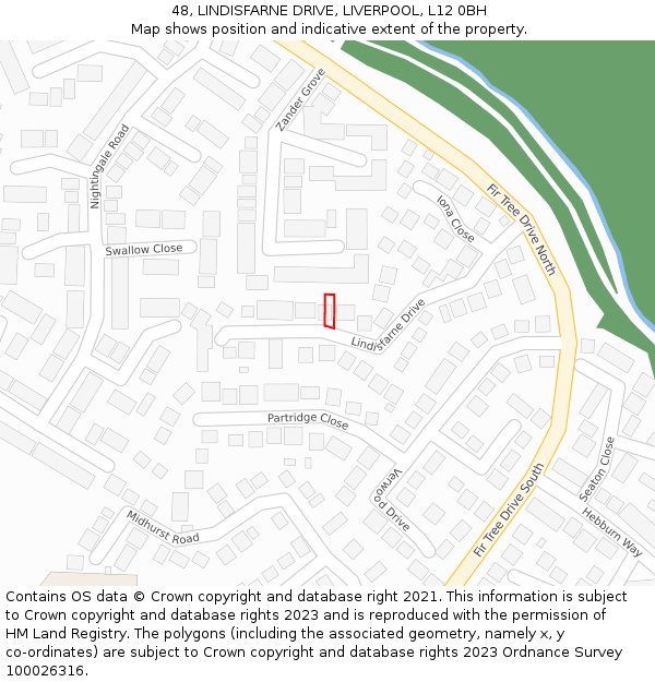 48, LINDISFARNE DRIVE, LIVERPOOL, L12 0BH: Location map and indicative extent of plot