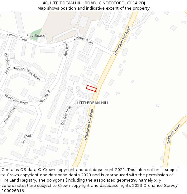 48, LITTLEDEAN HILL ROAD, CINDERFORD, GL14 2BJ: Location map and indicative extent of plot