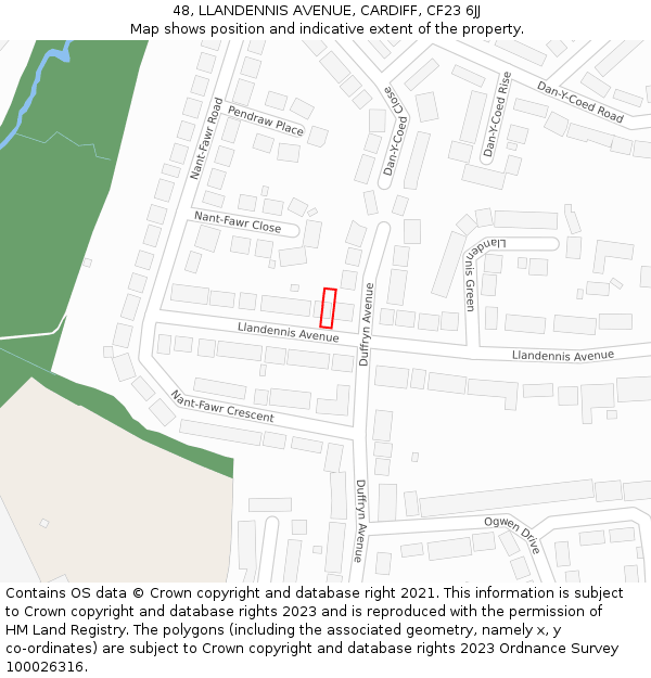 48, LLANDENNIS AVENUE, CARDIFF, CF23 6JJ: Location map and indicative extent of plot