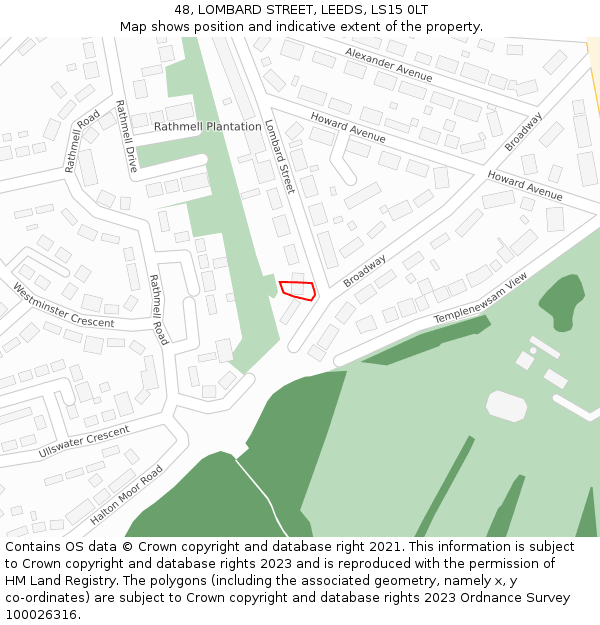 48, LOMBARD STREET, LEEDS, LS15 0LT: Location map and indicative extent of plot