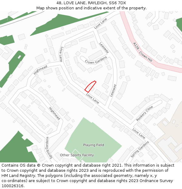 48, LOVE LANE, RAYLEIGH, SS6 7DX: Location map and indicative extent of plot