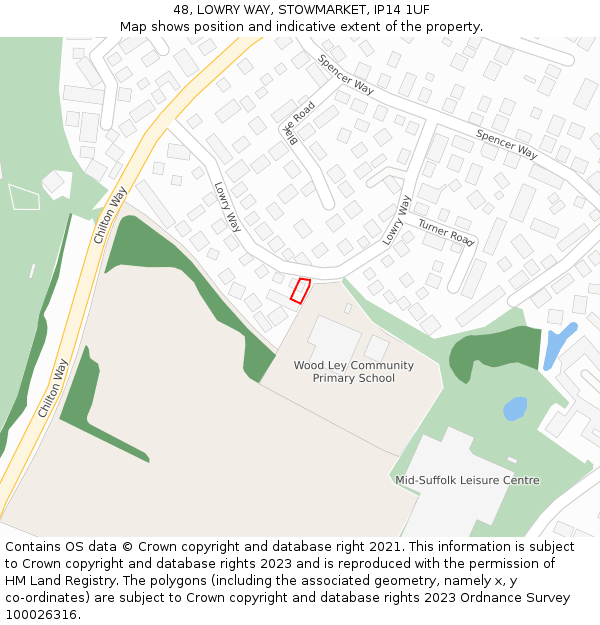 48, LOWRY WAY, STOWMARKET, IP14 1UF: Location map and indicative extent of plot