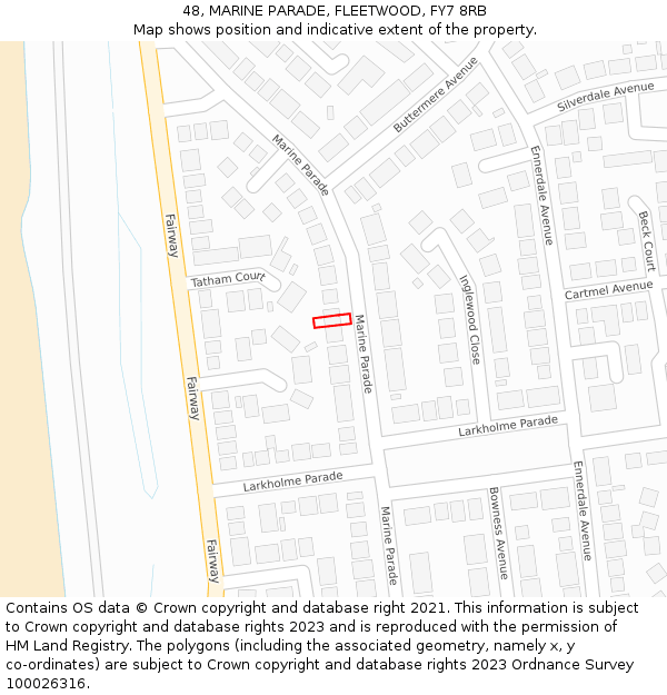 48, MARINE PARADE, FLEETWOOD, FY7 8RB: Location map and indicative extent of plot