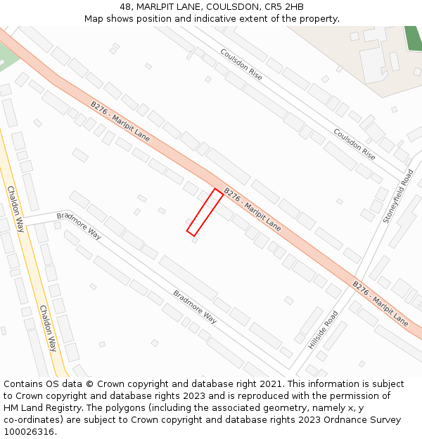 48, MARLPIT LANE, COULSDON, CR5 2HB: Location map and indicative extent of plot