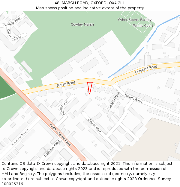 48, MARSH ROAD, OXFORD, OX4 2HH: Location map and indicative extent of plot