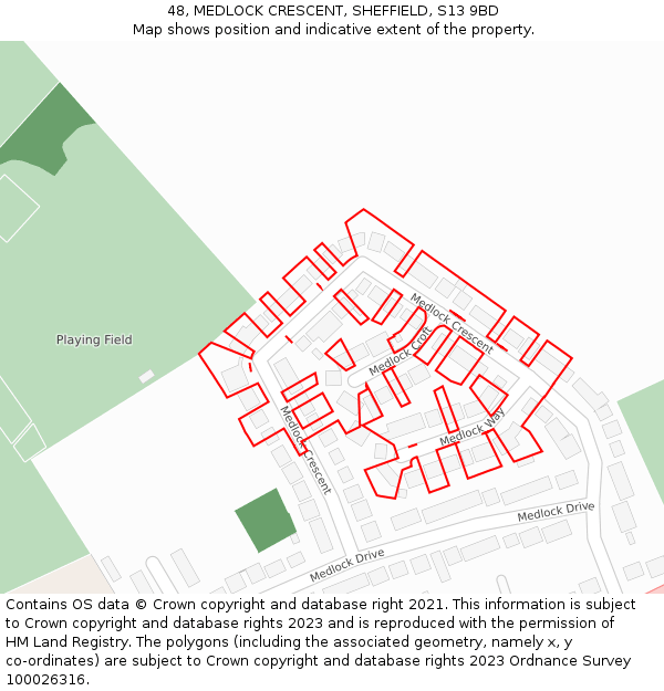 48, MEDLOCK CRESCENT, SHEFFIELD, S13 9BD: Location map and indicative extent of plot