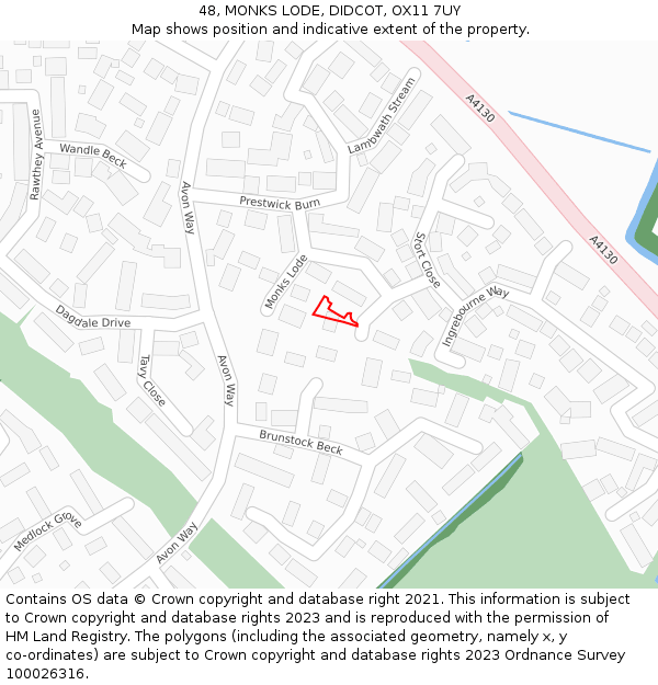 48, MONKS LODE, DIDCOT, OX11 7UY: Location map and indicative extent of plot