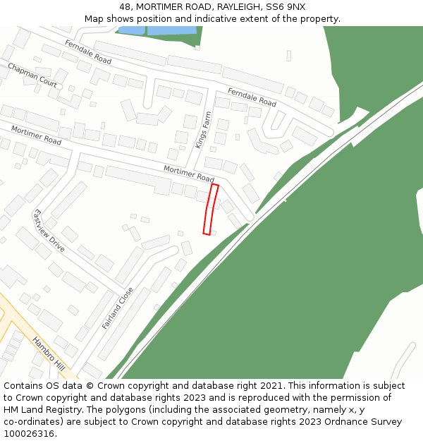 48, MORTIMER ROAD, RAYLEIGH, SS6 9NX: Location map and indicative extent of plot