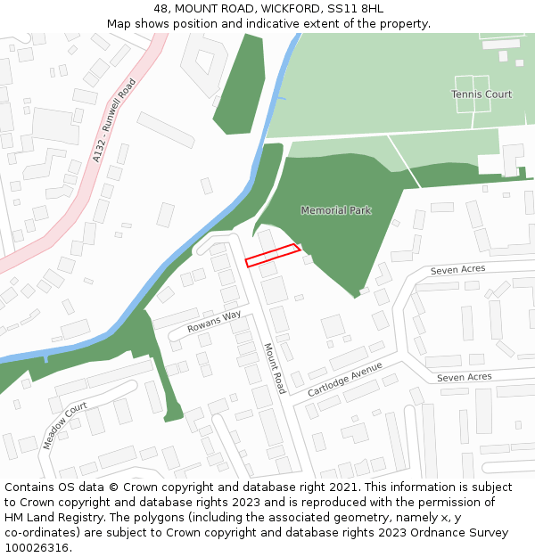 48, MOUNT ROAD, WICKFORD, SS11 8HL: Location map and indicative extent of plot