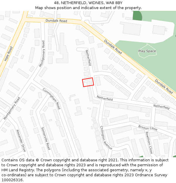 48, NETHERFIELD, WIDNES, WA8 8BY: Location map and indicative extent of plot