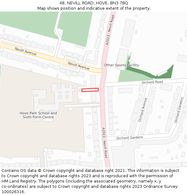 48, NEVILL ROAD, HOVE, BN3 7BQ: Location map and indicative extent of plot