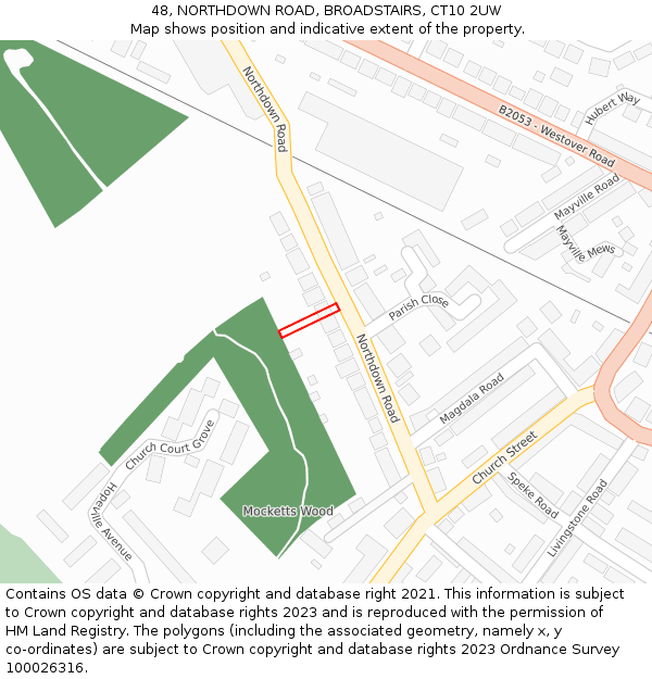 48, NORTHDOWN ROAD, BROADSTAIRS, CT10 2UW: Location map and indicative extent of plot