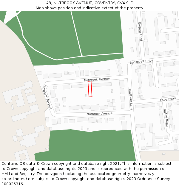 48, NUTBROOK AVENUE, COVENTRY, CV4 9LD: Location map and indicative extent of plot