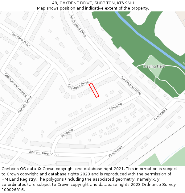 48, OAKDENE DRIVE, SURBITON, KT5 9NH: Location map and indicative extent of plot