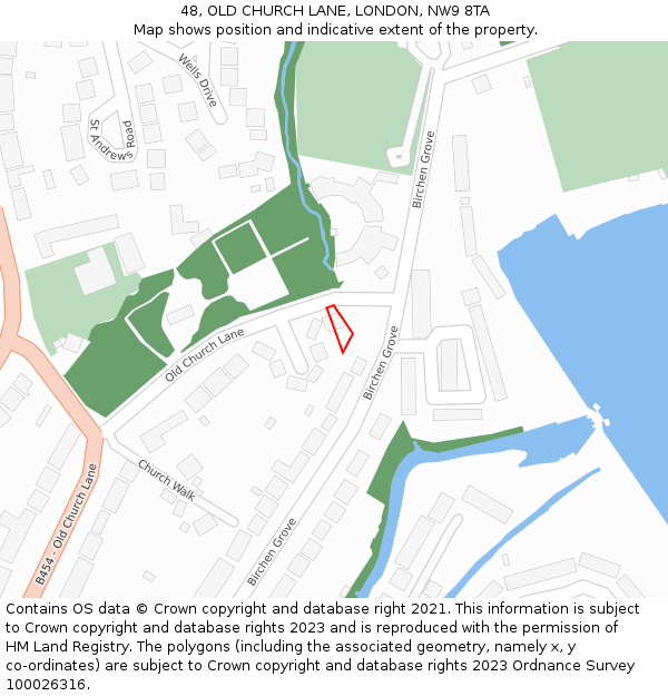 48, OLD CHURCH LANE, LONDON, NW9 8TA: Location map and indicative extent of plot
