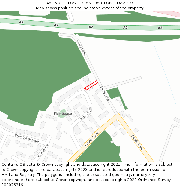 48, PAGE CLOSE, BEAN, DARTFORD, DA2 8BX: Location map and indicative extent of plot