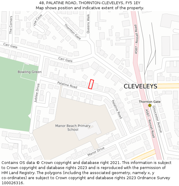 48, PALATINE ROAD, THORNTON-CLEVELEYS, FY5 1EY: Location map and indicative extent of plot