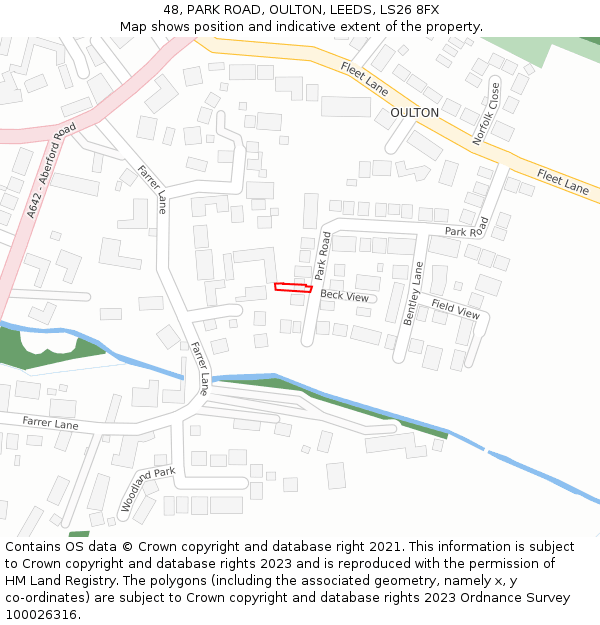 48, PARK ROAD, OULTON, LEEDS, LS26 8FX: Location map and indicative extent of plot